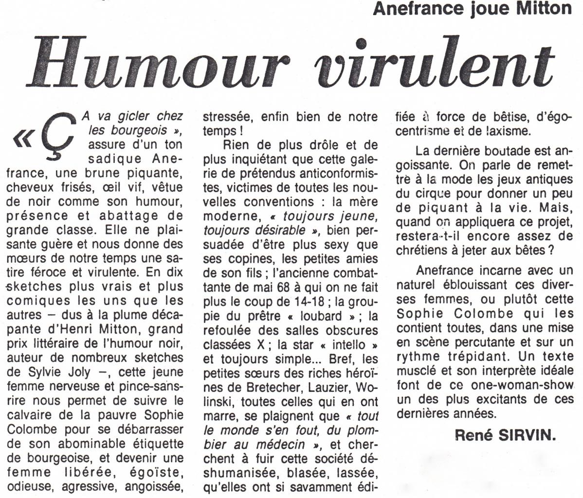 Article : Le Figaro 06-01-1984